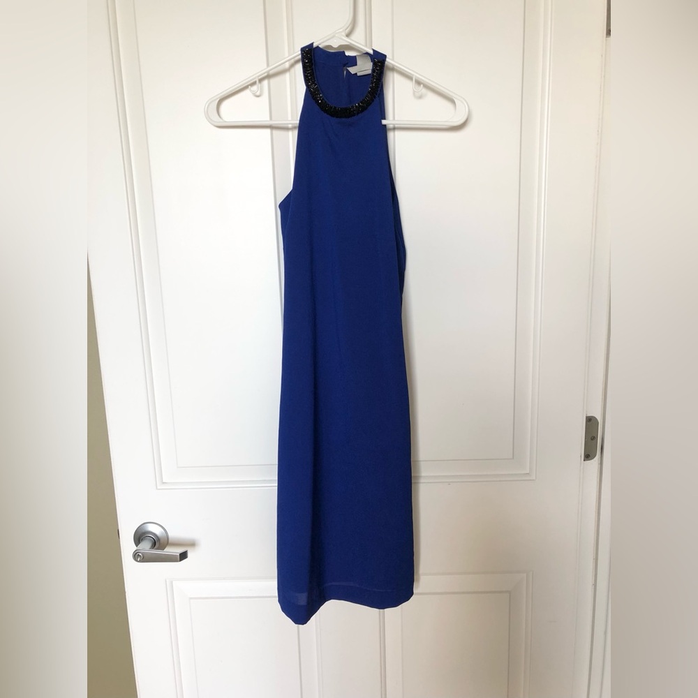 NWOT H&M Cobalt Blue Halter Neck beaded Dress Size 2